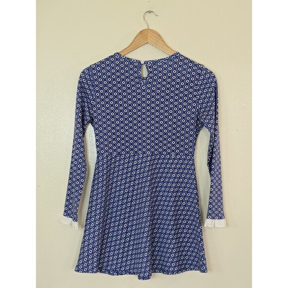 Brooks Brothers Floral Long Sleeve Dress Girls Size Large Blue Red White Ruffle - Picture 9 of 10